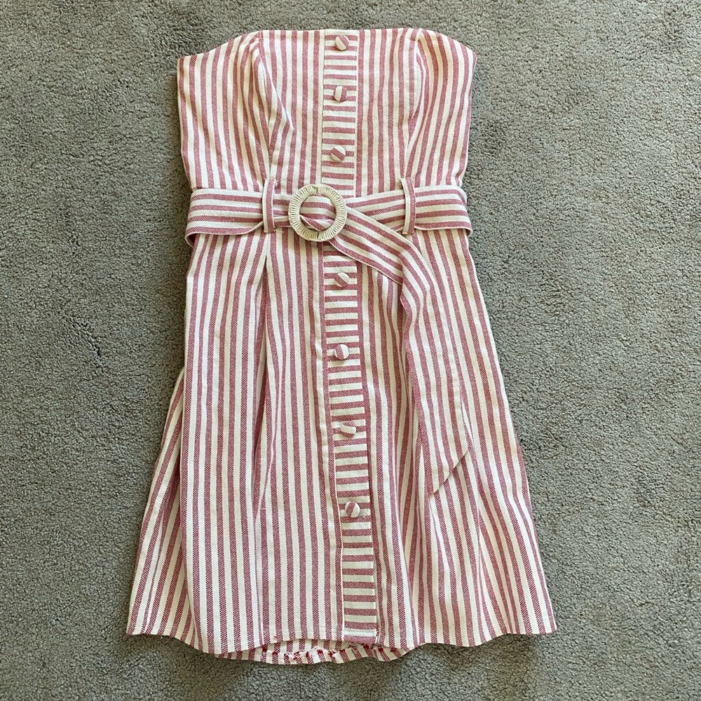 Moon River Red and White Stripe Strapless dress size small